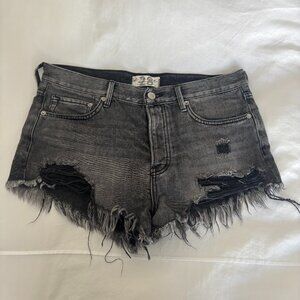 Free People Black Denim Jean Shorts